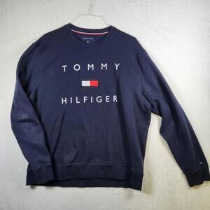 Vintage Tommy Hilfiger‎ Embroidered Logo Crewneck Sweatshirt Blue Size 2XL
